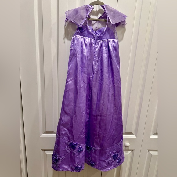 Disney Chasing Fireflies Descendants Mal Long Tier Ruffle Dress Girls 6 Costume - Picture 9 of 16